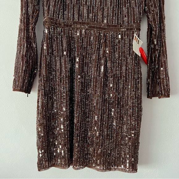 NWT Mac Duggal 93625 Long Sleeve Sequin Mini Dress - Picture 5 of 17